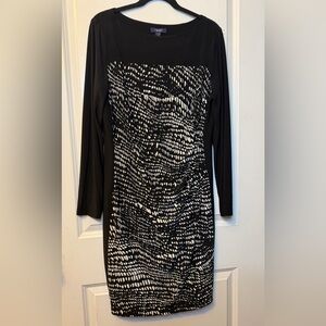 Chaps Women’s XL Black and White Long Sleeve Sheath Dress